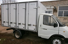 Insulated Bakery Delivery Van with holding capacity of 120 bakery cases (4-door box) based on GAZ 3302 light truck frame
