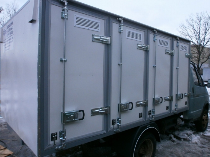 4-door Bakery Delivery Van with holding capacity of 96 bakery cases, based on GAZ 3302 light truck frame